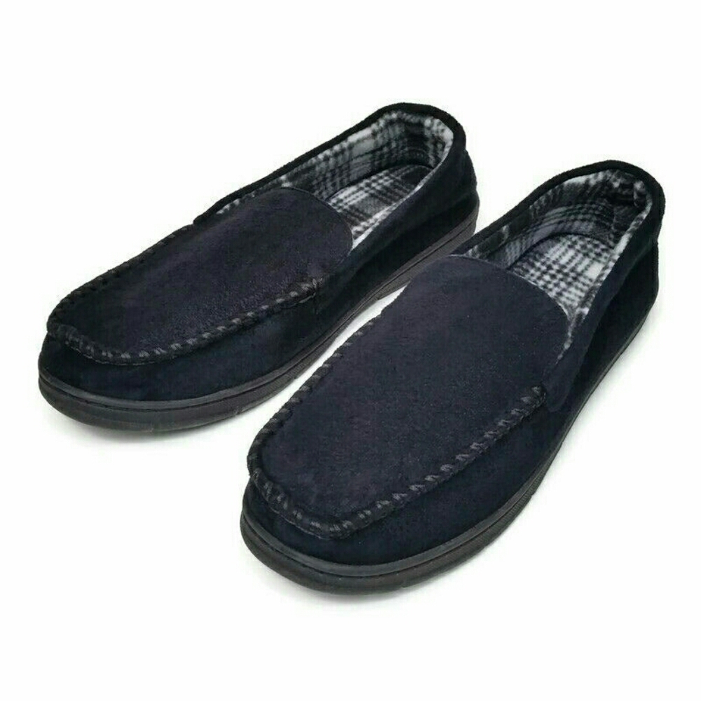 MIXIN Mens Slippers House Shoes Moccasins Black